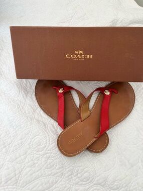 Coach leather thongs.